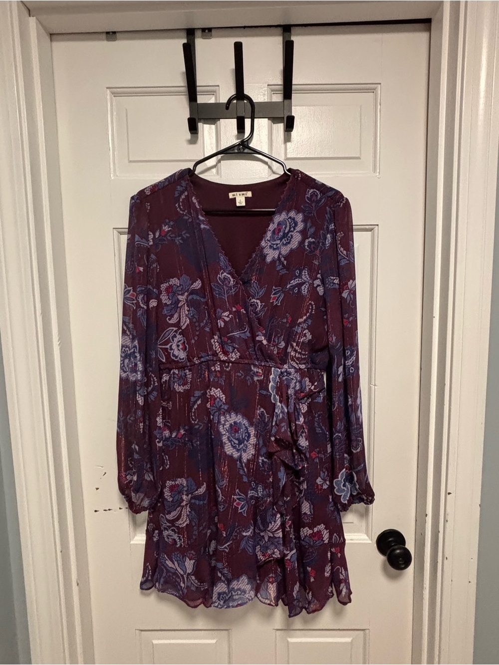 Women’s Floral Wrap Dress in Plum by Nicole Miller